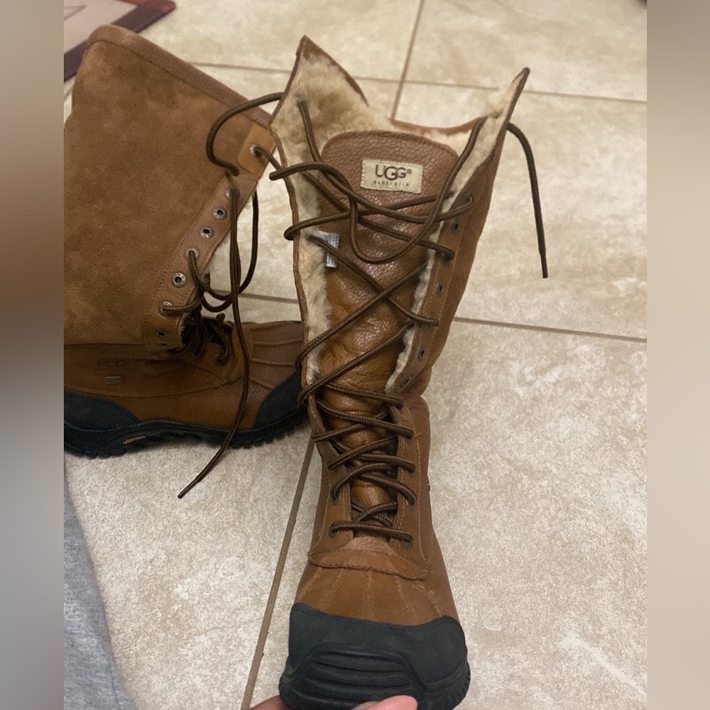 Women ugg Adirondack long lace up shearling boots
